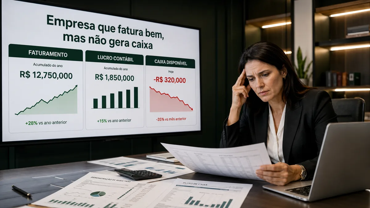 Empresa que fatura mas não gera caixa