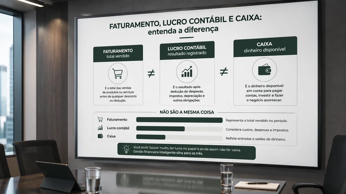 Diferença entre faturamento, lucro contábil e caixa