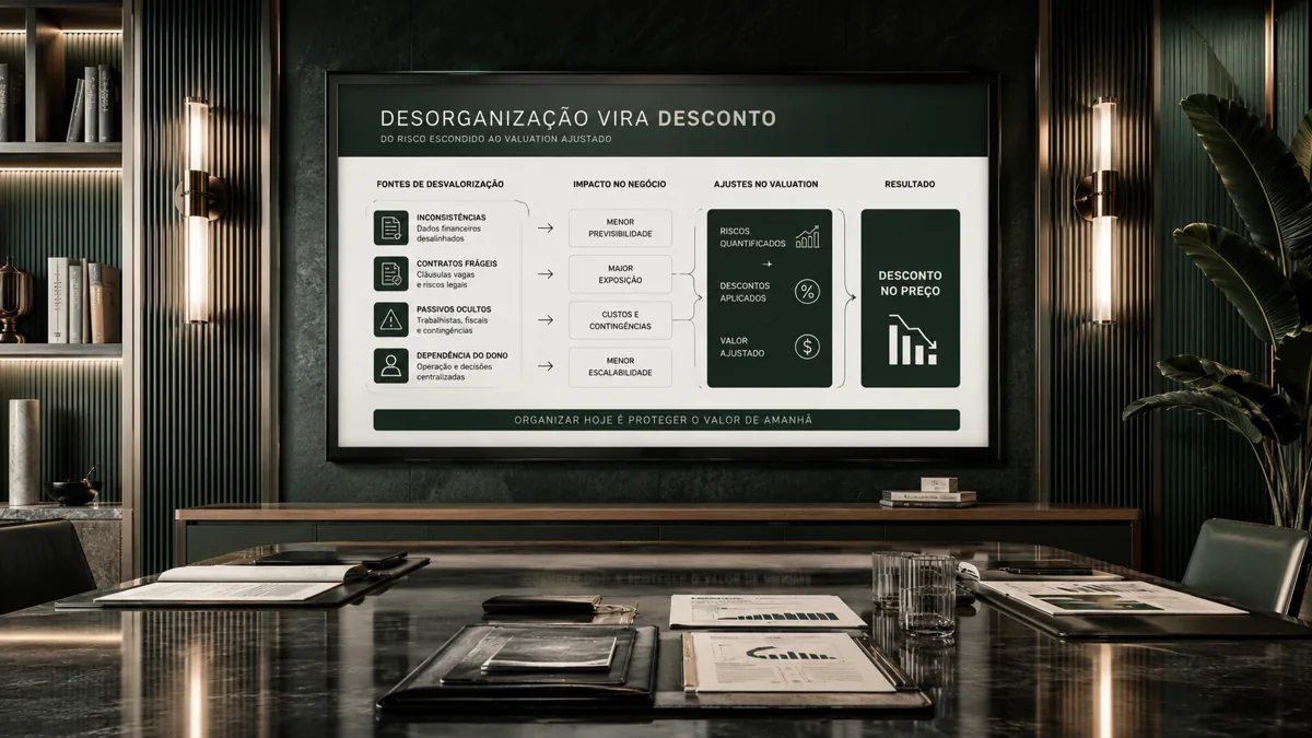 Como a due diligence transforma desorganização em desconto no valuation da empresa