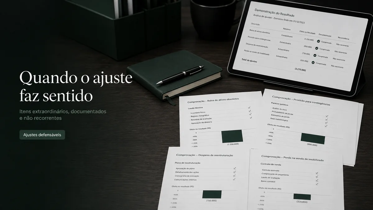 Ajustes de EBITDA defensáveis: itens extraordinários, documentados e não recorrentes