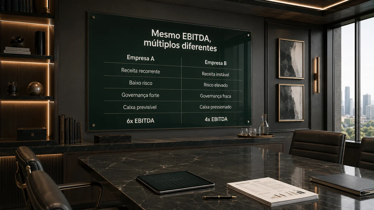 Comparação entre duas empresas com o mesmo EBITDA e múltiplos diferentes