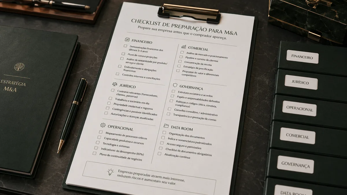Checklist de preparação para venda de empresa em M&A